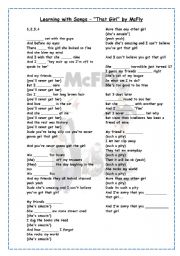 English Worksheet: That Girl - sing for the past