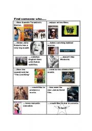 English Worksheet: Find someone who...movie vocabulary