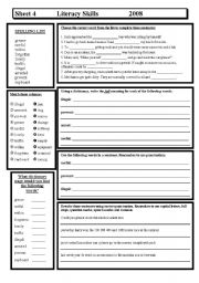 English Worksheet: Literacy Skills