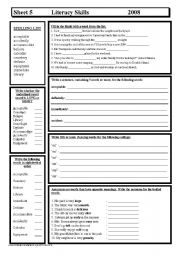 English Worksheet: Literacy Skills