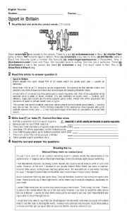 English Worksheet: Reading, grammar