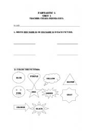 English Worksheet: HER,HIS AND COLORS