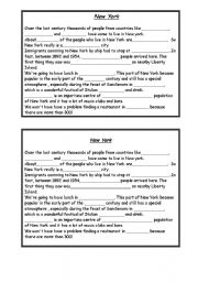 English worksheet: song New York