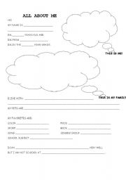 English Worksheet: All about me