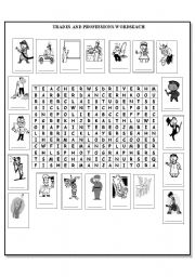 English Worksheet: TRADES AND PROFESSIONS WORDSEARCH