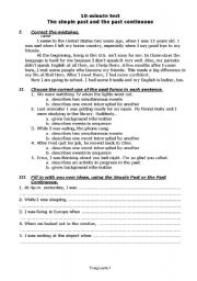 English Worksheet: The simple past and past continuous