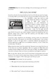 English Worksheet: History of Coca - Cola