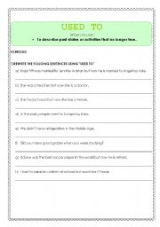 English Worksheet: Used to- Interesting way to deal with USED TO