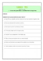 English Worksheet: Used to- Interesting way to deal with USED TO