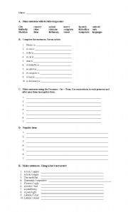 English worksheet: ESL grammar