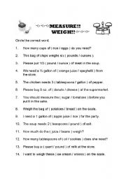 English Worksheet: Measure! Weigh!