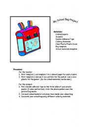 English Worksheet: My School Bag Project