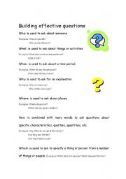English worksheet: Building effective questions