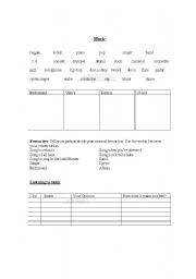 English Worksheet: Music