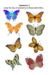 English worksheet: Symmetrical butterflies 2