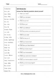 English Worksheet: self introduction