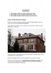 English Worksheet: Barack Obama_Reading Exercise