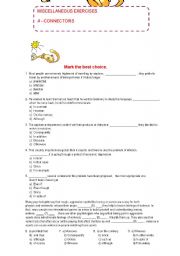 English Worksheet: MISCELLANEOUS EXERCISES - CONNECTORS-CONJUNCTIONS