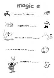 English Worksheet: magic/silent e