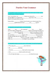 English Worksheet: Practice Your Grammar