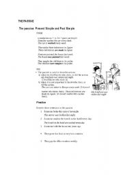 English worksheet: passive-one page grammar guide and 3 pages worksheet