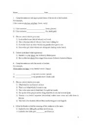 English Worksheet: relative clause worksheet