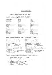 English Worksheet: TO BE-6 FULL PAGES WORKSHEET
