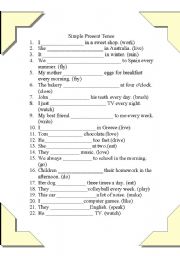 English Worksheet: present simple affirmative