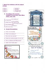 English Worksheet: Invitations