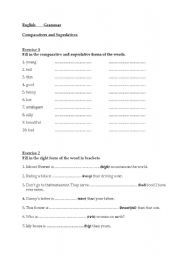 English Worksheet: Comparatives and superlatives