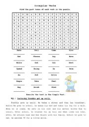 English Worksheet: Irregular verbs/Simple Past tense Ws