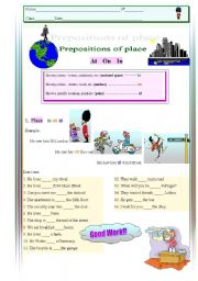 English Worksheet: Prepositions of place