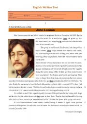 English Worksheet: Test - John Lennon