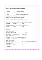 English worksheet: When youre gone! 