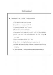 English worksheet: Find the mistake!