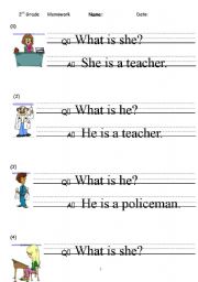 English worksheet: Learn to write sentences about jobs