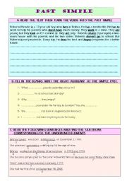 English Worksheet: PAST SIMPLE