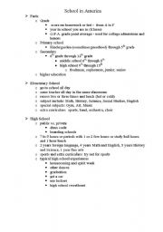 English worksheet: American School System Outline