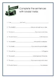 English worksheet: Modal Verbs Worksheet
