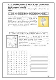 sentences and word search puzzle with regular and irregular verbs (past simple & past participle) (5)