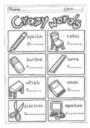English Worksheet: Crazy words
