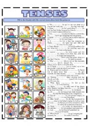 English Worksheet: TENSES - intermediate level