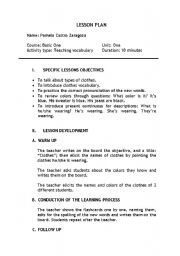 English worksheet: vocabulary activity- clothes