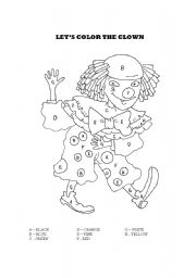 English Worksheet: COLOR THE CLOWN