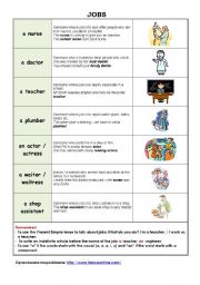 English Worksheet: Jobs - mini dictionary