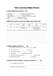 English worksheet: exercises simple present