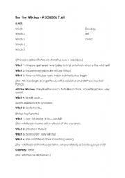 English Worksheet: The Five Witches - A school play
