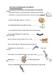 English worksheet: animals