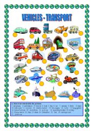 English Worksheet: VEHICLES -TRANSPORT-MATCHING