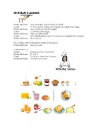 English Worksheet: Breakfast dialogue